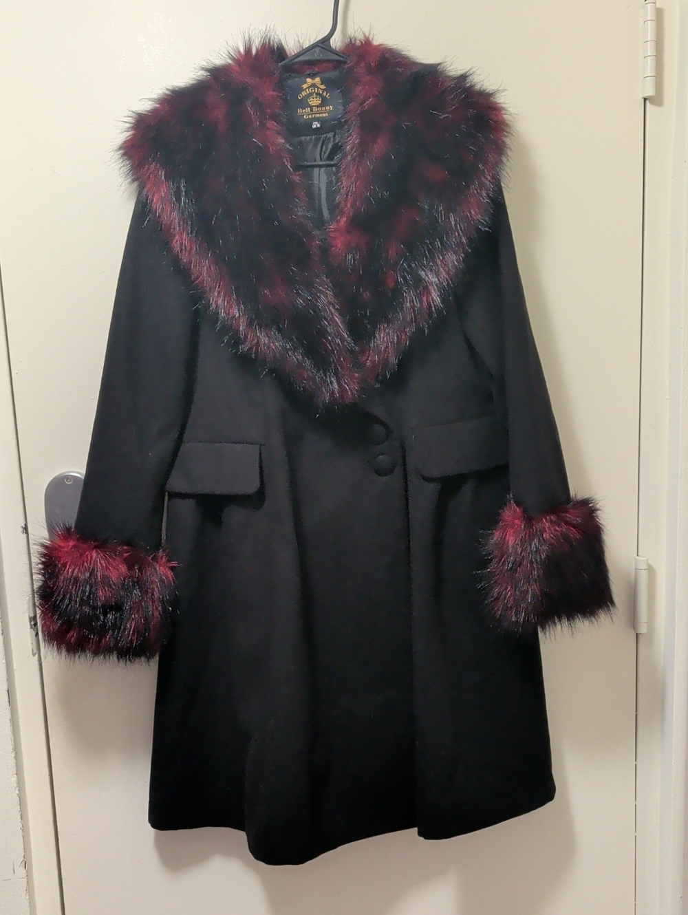 Hell Bunny Rock Noir Coat In Red, 2XL/UK 18